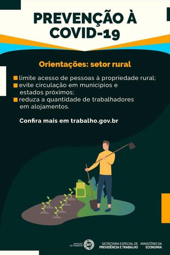 Orientações sobre saúde e segurança durante a pandemia.